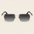 Fahd black and gold rimless sunglasses, front view