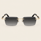 Fahd black and gold rimless sunglasses, front view