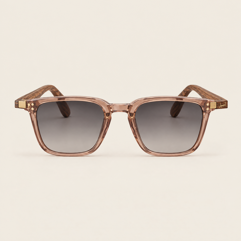 Zayd crystal taupe wood sunglasses, front view
