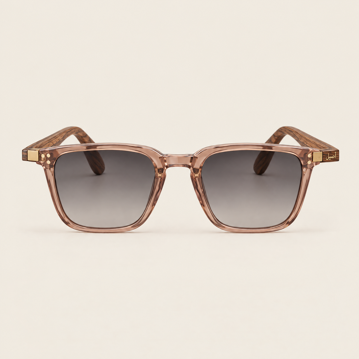 Zayd crystal taupe wood sunglasses, front view