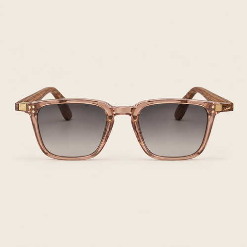 Zayd crystal taupe wood sunglasses, front view