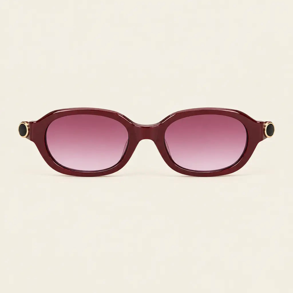 Jouri burgundy oval sunglasses – front view