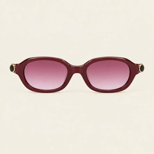 Jouri burgundy oval sunglasses – front view