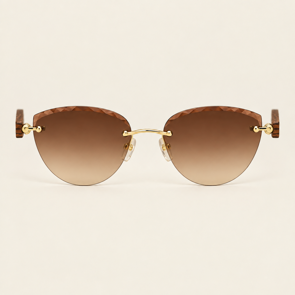 Rawan rimless wood sunglasses, front view