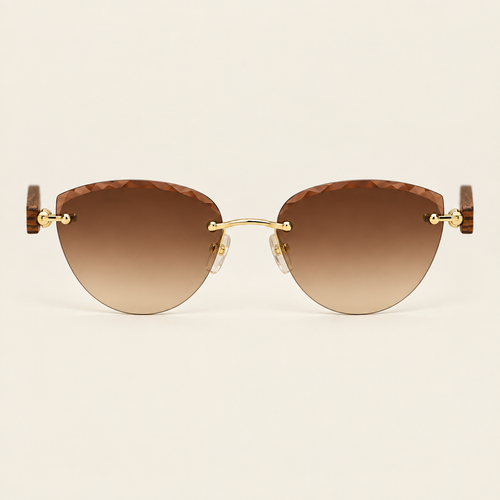 Rawan rimless wood sunglasses, front view
